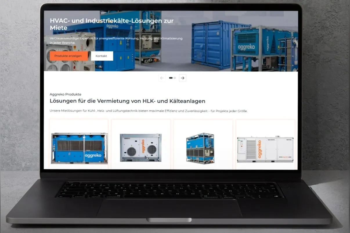Die neue Weboberfläche der HVAC-Website von Aggreko.